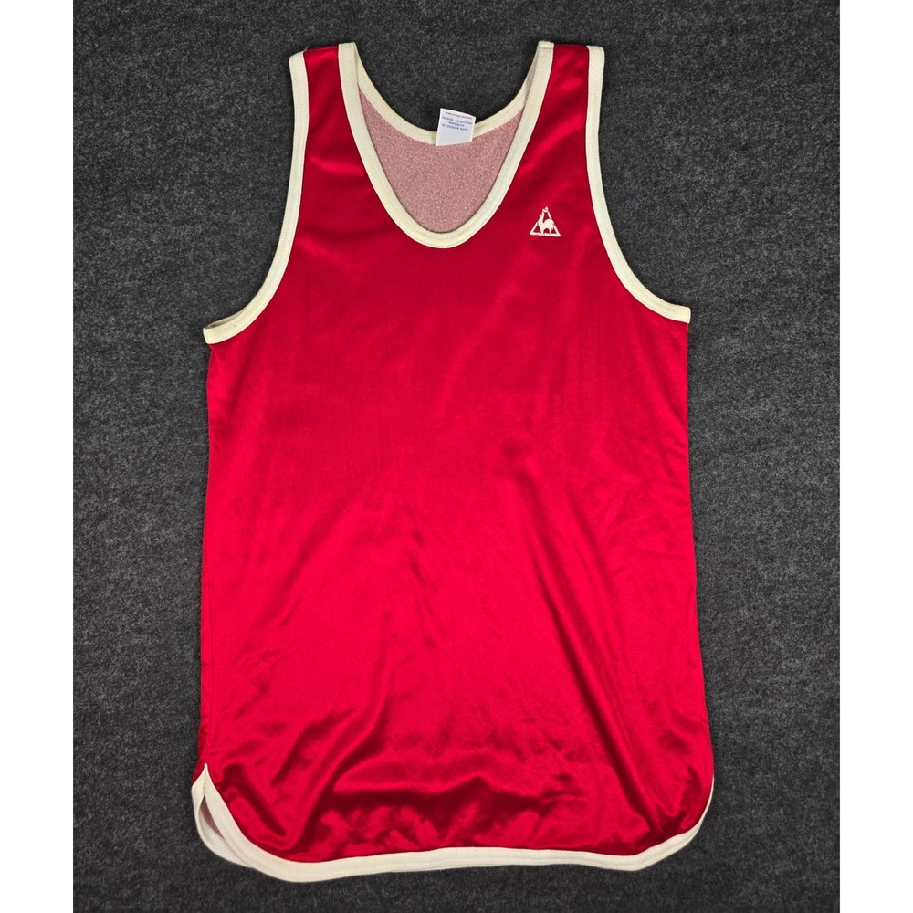 Vtg Le Coq Sportif Red Soccer Jersey Athletic Tank Top Vest Shirt Size L